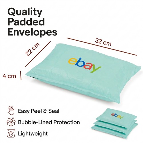 Ebay Branded Padded Bubble Plastic Mailers 220mm x 320mm 4mm Lip