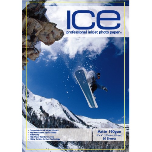 ICE 6x4 190gsm Single Sided Matte (Matt) Photo Paper
