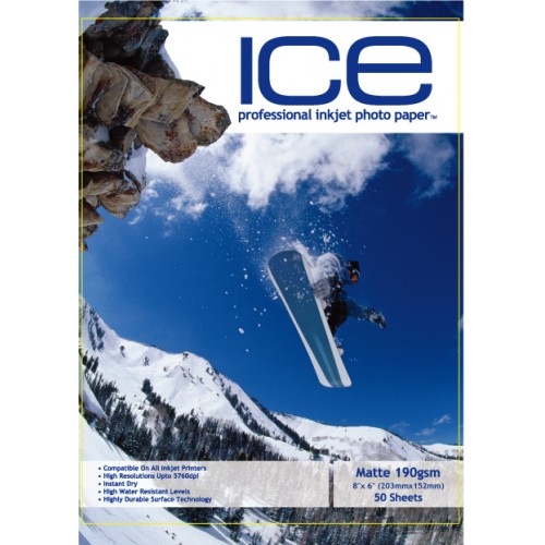 ICE 8x6 190gsm Single Sided Matt / Matte Photo Paper