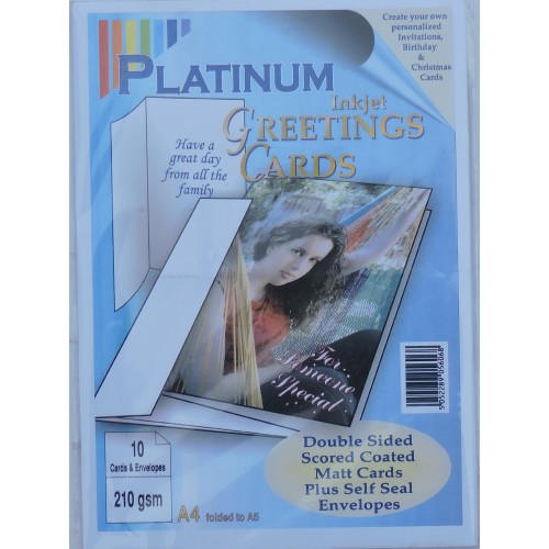 Platinum 10 Pack A4 Greeting Cards with Envelopes
