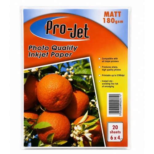 6x4 Projet 180gsm Matte (Matt) Photo Paper 