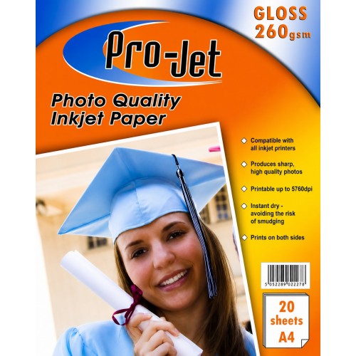 A4 Projet 260gsm Glossy Photo Paper