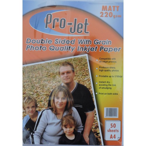 Projet 220gsm A4 Double Sided Matte / Matt Photo Paper with Grain