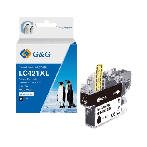 Comp Brother LC421XLBK High Capacity Black Ink Cartridge 12.5ml Pigment Ink 500 Pages