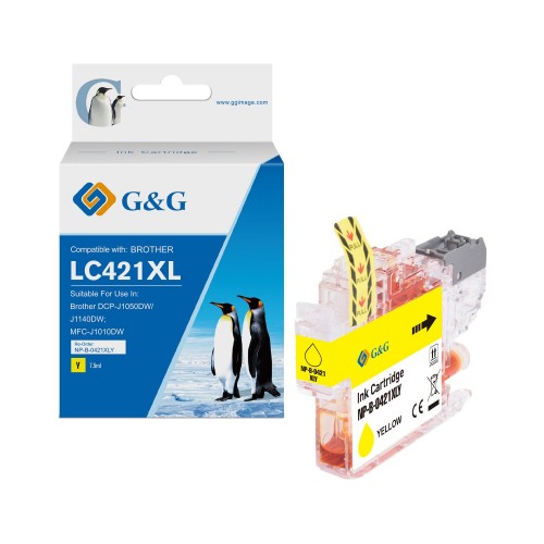 Comp Brother LC421XLY High Capacity Yellow Ink Cartridge 7.5ml Dye Ink 500 Pages