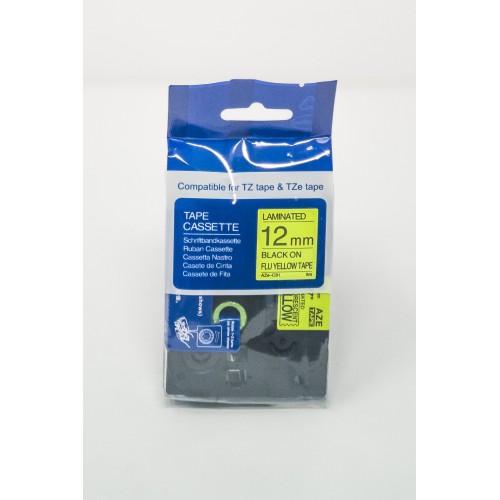 Comp Brother P-Touch TZe-C31 Labelling Tape Cassette Black on Fluorescent Yellow also for TZ-C31