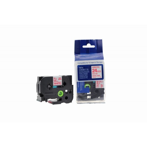 Comp Brother P Touch TZe-252 (YT-252) Labelling Tape Cassette Red on White also for TZ-252