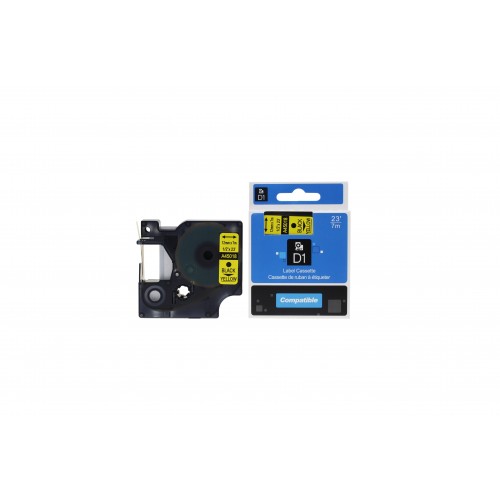 Comp Dymo Labelling Tape Cassette 45018 S0720580 Black on Yellow