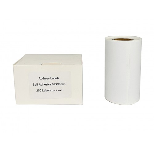 Comp Address Label Roll Self Adhesive 89x36mm White Pk of 250