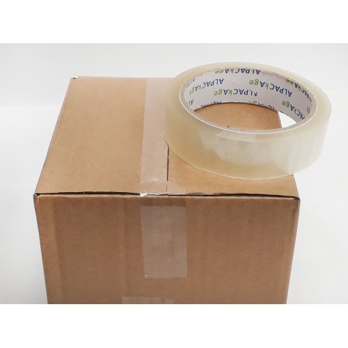 BOX of 144 Rolls Clear BOPP Stationery Tape 25mm  66m  35mu TCB256635 - 24 Packs of 6 Per Box