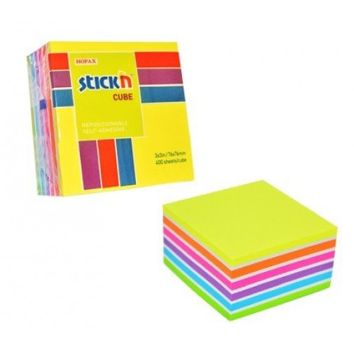 UP Repositionable Cube 76x76mm Neon and Pastel (1)