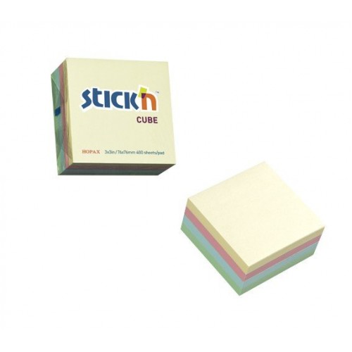 UP Repositionable Notes Cube 76x76mm Pastel Assorted