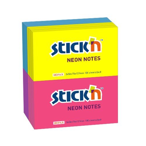 UP Repositionable Notes 76x127mm Neon Assorted (12)