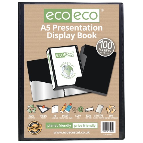 Eco-Eco A5 50% Recycled 100 Pocket Presentation Display Book and Box - Single