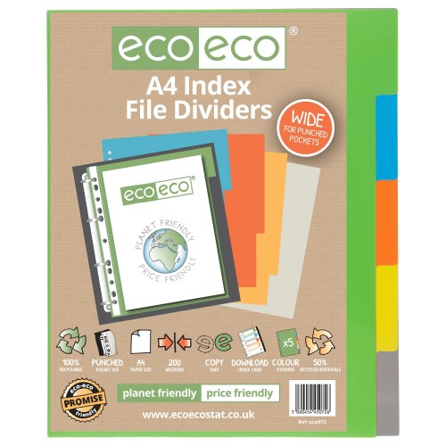 A4 50% Recycled Set 5 Wide Index File Dividers (1)