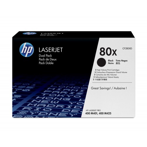 OEM HP CF280XD Black 6900 Pages Twin Pack Original Toners  80X