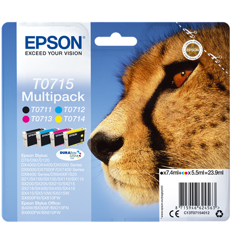 OEM Epson T0715 (C13T07154012) Original Ink Cartridge Multipack (Cheetah)