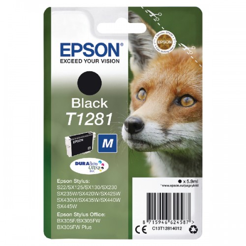 OEM Epson C13T12814012 (T1281) Ink Cartridge Black 170 Pages 5.9ml