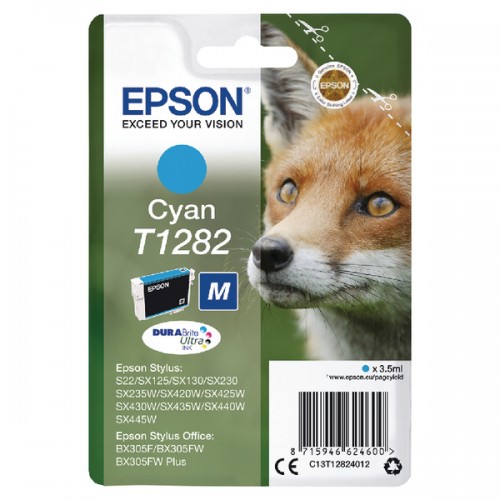 OEM Epson C13T12824012 (T1282) Ink Cartridge Cyan 175 Pages 3.5ml