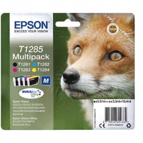 OEM Epson C13T12854012 (T1285) Ink Cartridge Multi Pack 225 5.9ml BkCMY 5.9ml + 3x3.5ml Pack=4