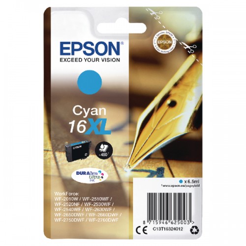 OEM Epson C13T16324012 DURABRITE ULTRA INK 16 XL SERIES PEN & CROSSWORD CYAN