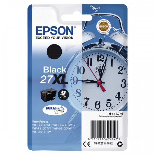 OEM Epson 27XL High Capacity Black Ink Cartridge C13T27114012