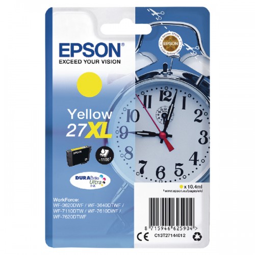 OEM Epson 27XL High Capacity Yellow Ink Cartridge C13T27144012