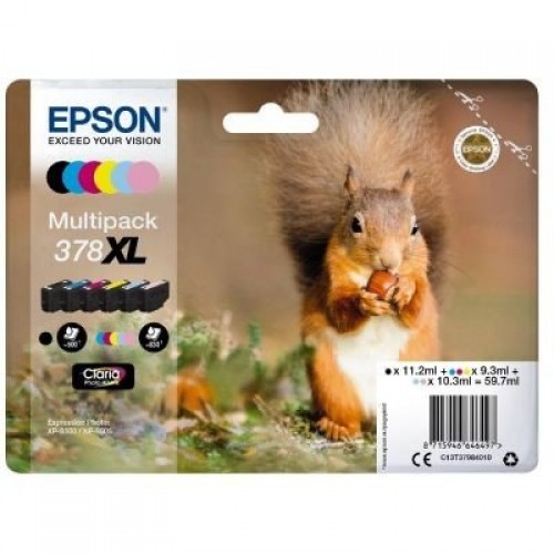 OEM Epson C13T37984010 (378XL) Ink Cartridge Multi Pack BkCMYLCLM High Capacity 11.2ml 3x9.3ml 2x10.3ml Pack=6