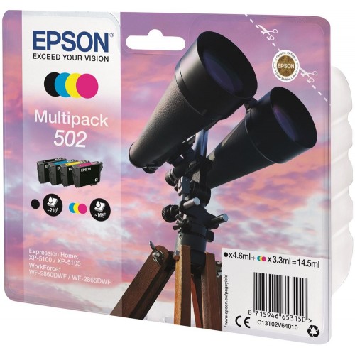 OEM Epson C13T02V64010 (502) Ink Cartridge Multi Pack BKCMY 4.6ml 3x3.3ml
