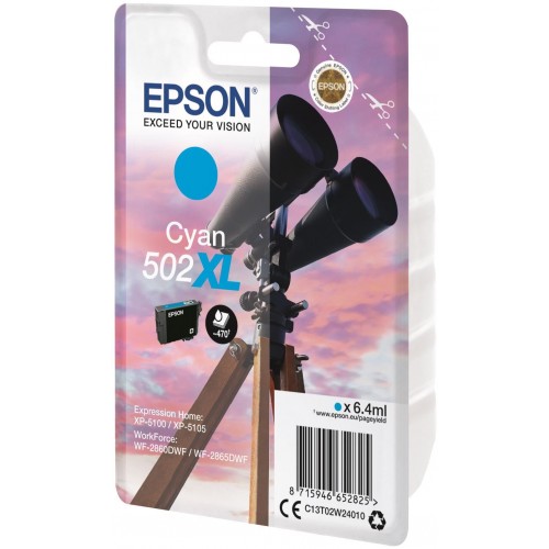 OEM Epson 502XL High Capacity Cyan Ink Cartridge C13T02W24010