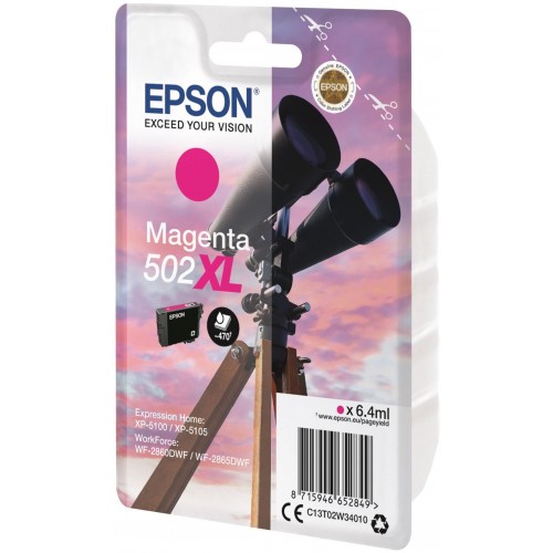 OEM Epson 502XL High Capacity Magenta Ink Cartridge C13T02W34010