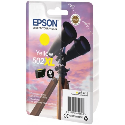 OEM Epson 502XL High Capacity Yellow Ink Cartridge C13T02W44010