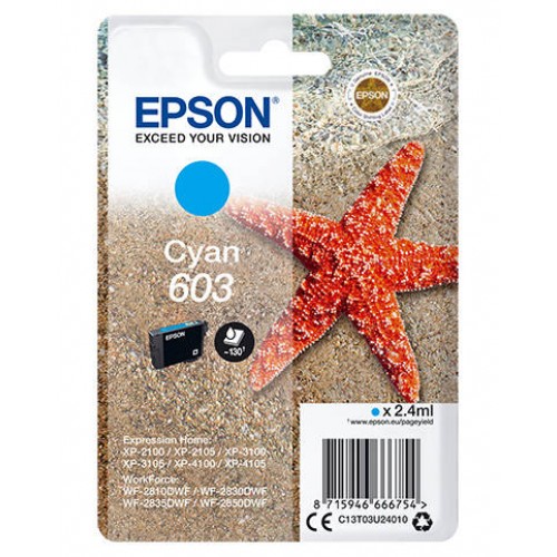 OEM Epson 603 Cyan Original Ink Cartridge C13T03U24010