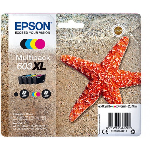 OEM Epson 603XL 4 Colour Original Ink Cartridge Multipack C13T03A64010