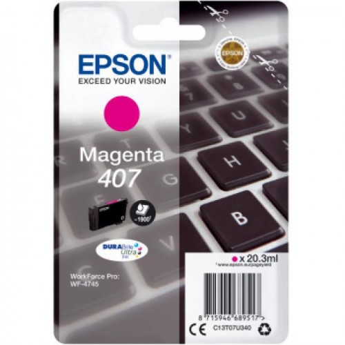 OEM Epson 407 Magenta Ink Cartridge C13T07U340