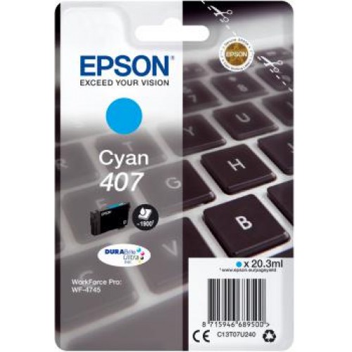 OEM Epson 407 Cyan Ink Cartridge C13T07U240