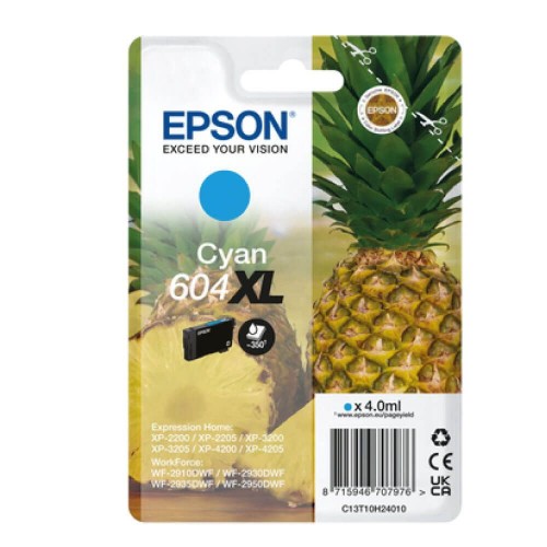 OEM Epson 604XL High Capacity Cyan Original Ink Cartridge C13T10H24010