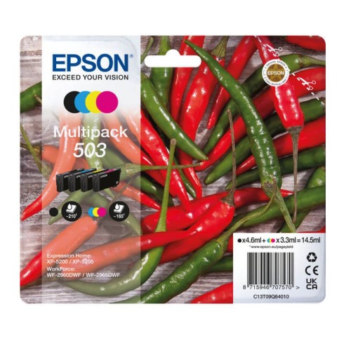 OEM Epson C13T09Q64010 503 Ink Cartridge Multi Pack BKCMY 210pg+3x165pg Pack=4
