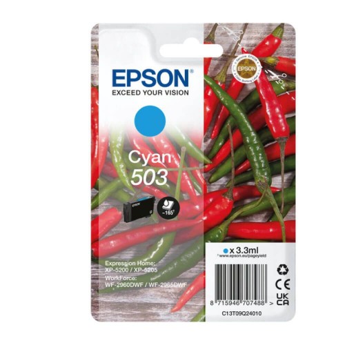 OEM Epson C13T09Q24010 503 Ink Cartridge Cyan 165 Pages 3.3ml