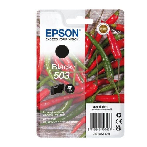 OEM Epson C13T09Q14010 503 Ink Cartridge Black 210 Pages 4.6ml