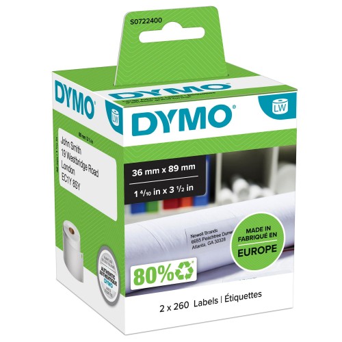 OEM DYMO 99012 (S0722400) Label TapeWhite 89mm x36mm Pack qty 2